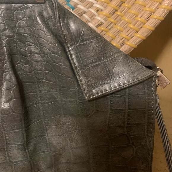 Grey Embossed Crocodile Clutch - Picture 4 of 4